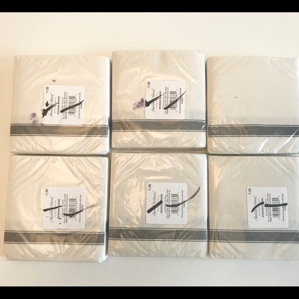 Hearth & Hand Black Stripe Paper Napkins 6 Sets